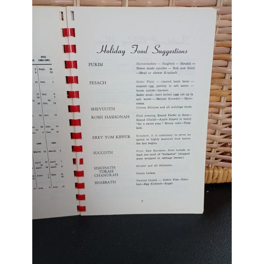 Oheb Zedeck Synagogue Jewish Cookbook Spiral 1956 Sisterhood‎ Pottsville, PA